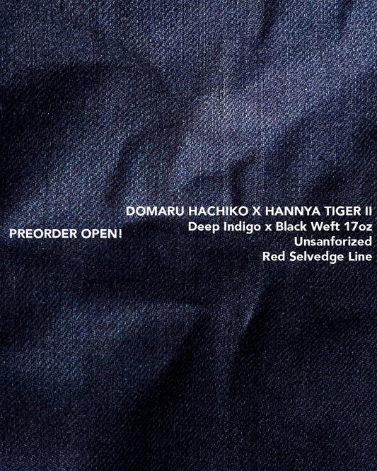 DOMARU HACHIKO x HANNYA TIGER II Deep Indigo x Black 17oz Unsanforized