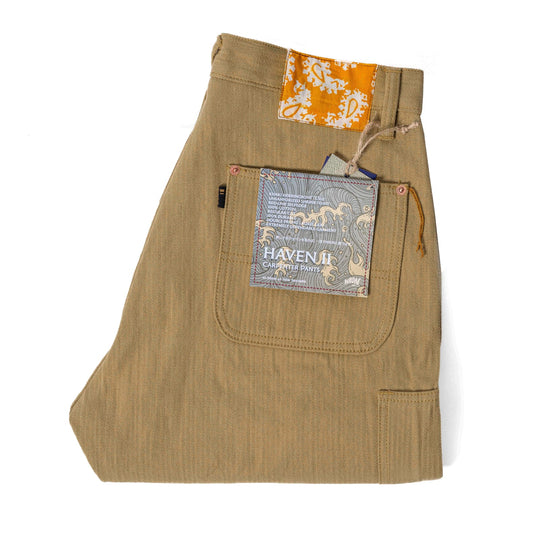 HAVEN II CARPENTER PANTS 15.5oz Khaki Herringbone Selvedge