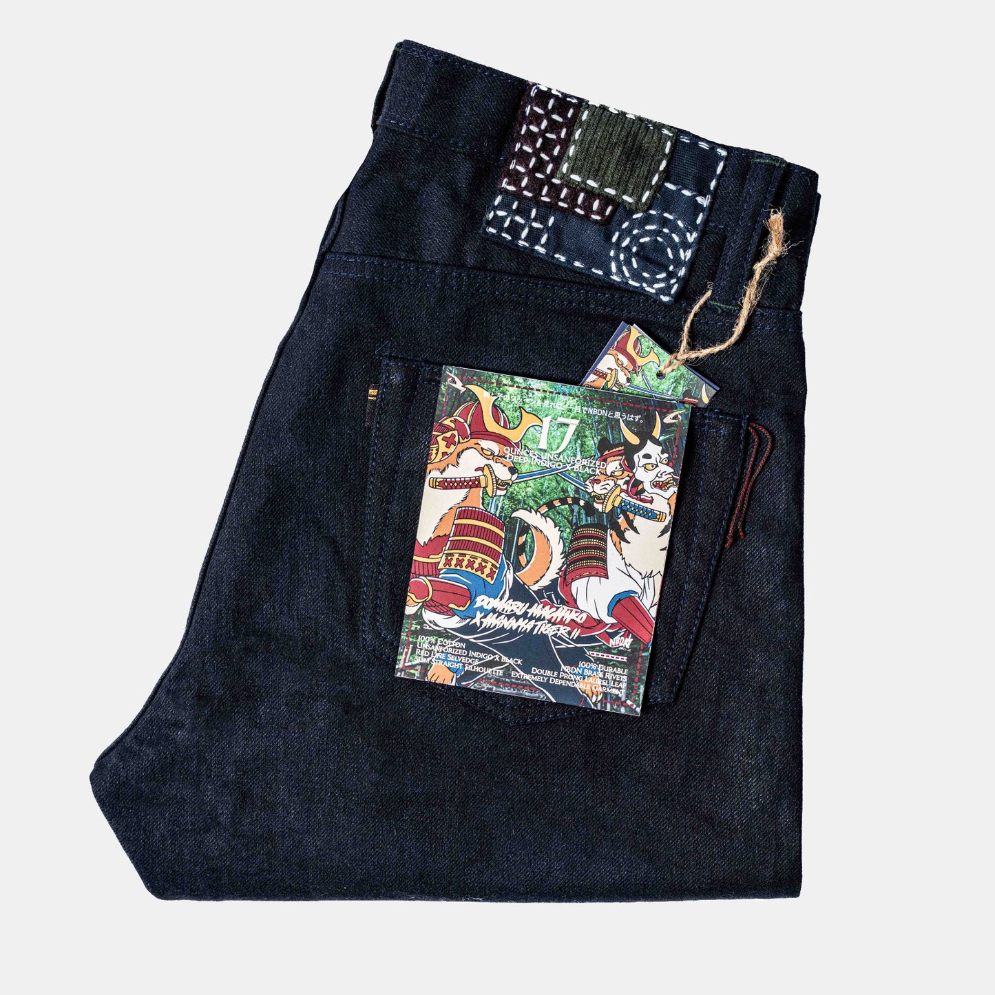 DOMARU HACHIKO x HANNYA TIGER II Deep Indigo x Black 17oz Unsanforized