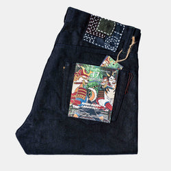 DOMARU HACHIKO x HANNYA TIGER II Deep Indigo x Black 17oz Unsanforized