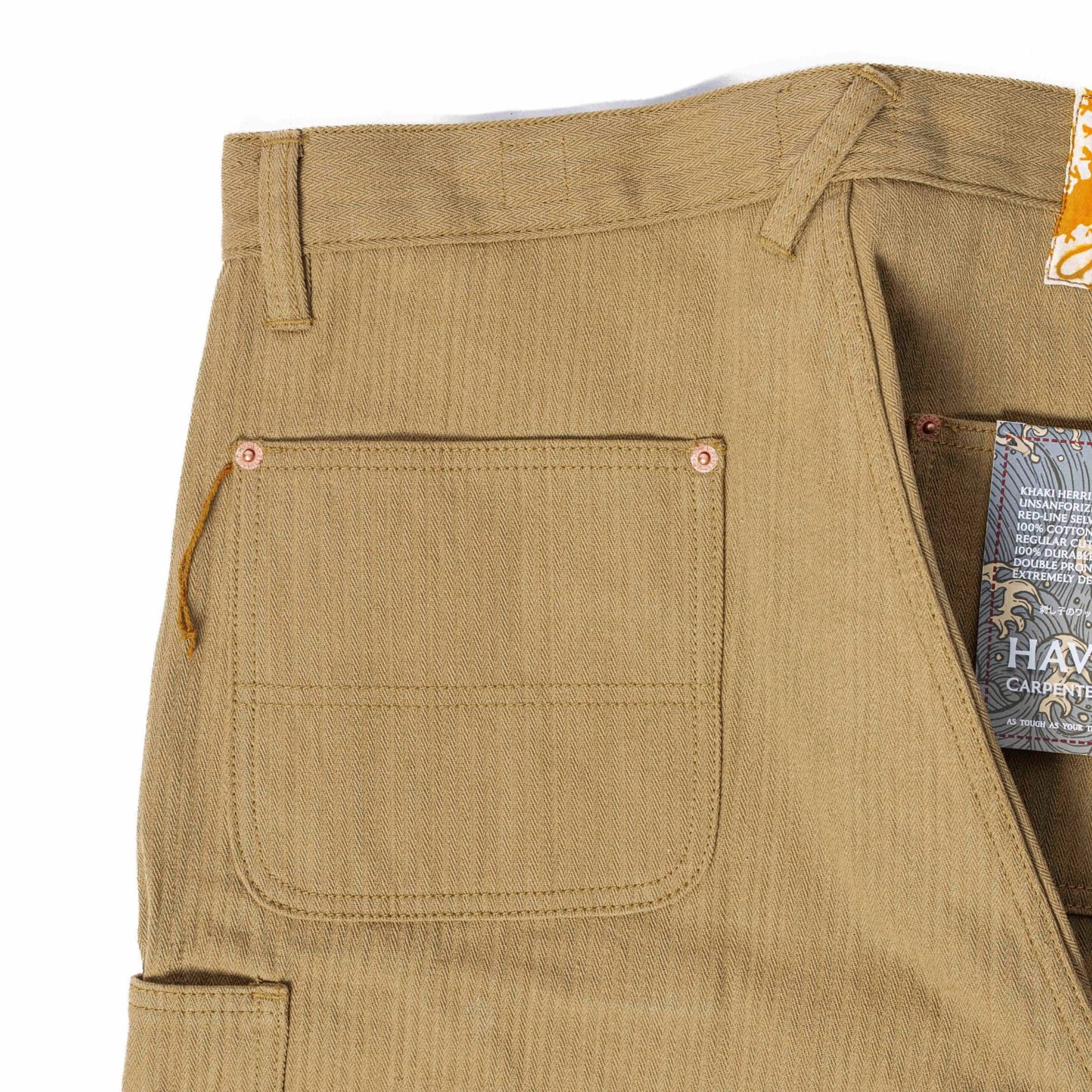HAVEN II CARPENTER PANTS 15.5oz Khaki Herringbone Selvedge
